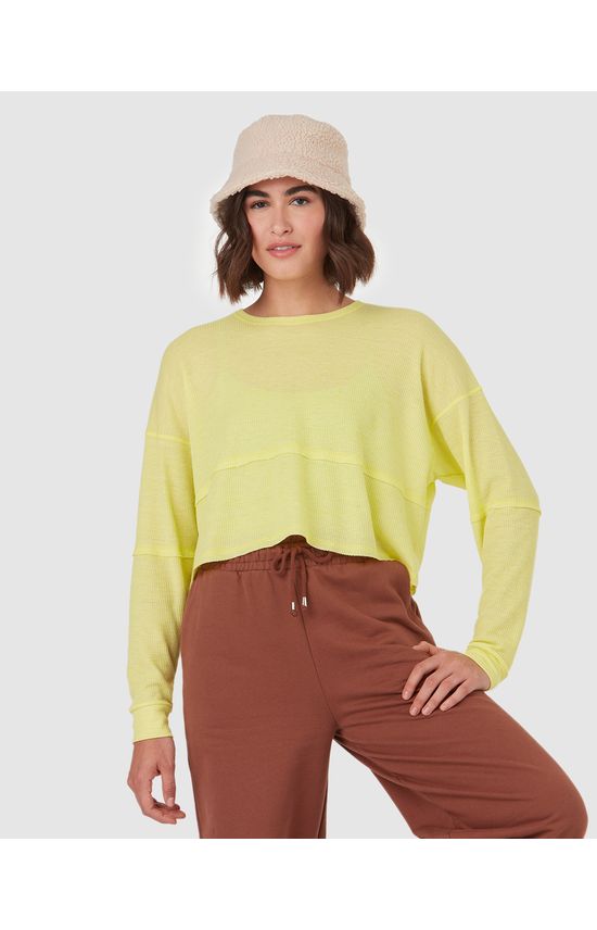 Blusa Básica Feminina Recorte Frontal Em Malha Rajada