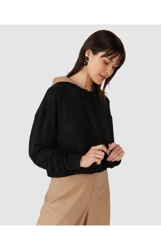 Blusão Básico Feminino Capuz Forrado Em Moletinho De Viscose