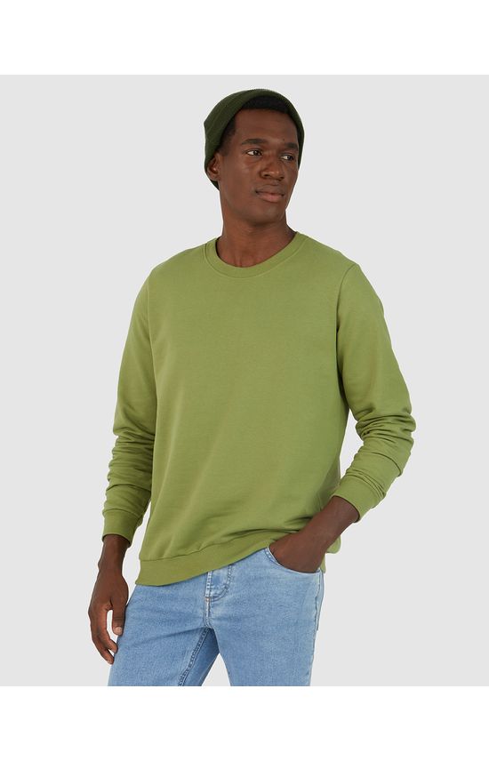 Blusão Básico Masculino Decote Redondo Em Moletom Flanelado