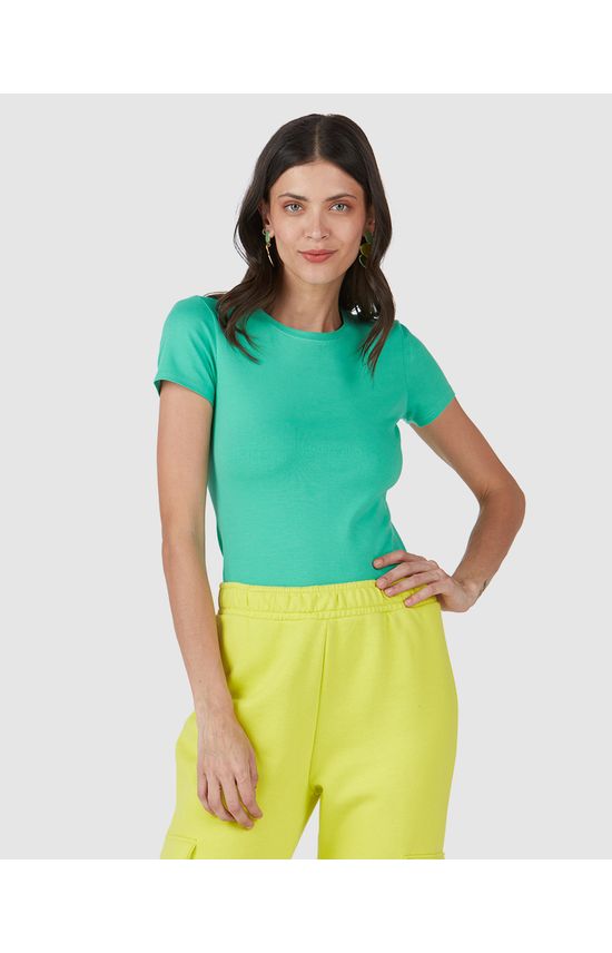 Blusa Básica Feminina Decote Redondo Em Algodão