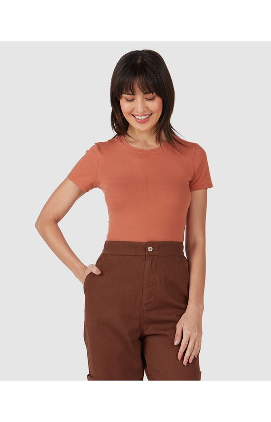 Blusa Básica Feminina Decote Redondo Em Algodão