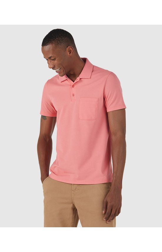 Camisa Polo Básica Masculina Gola Esporte E Bolso Piquet Stretch