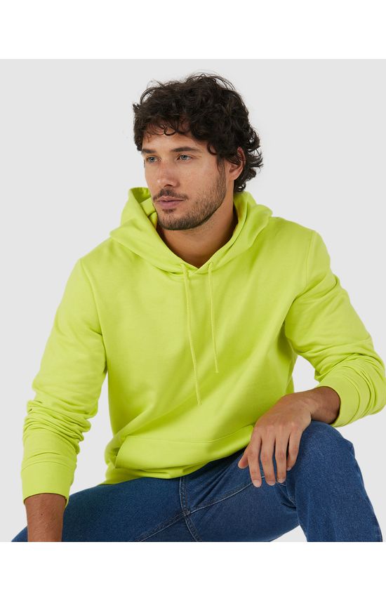 Blusão Básico Masculino Com Capuz Em Moletom Flanelado