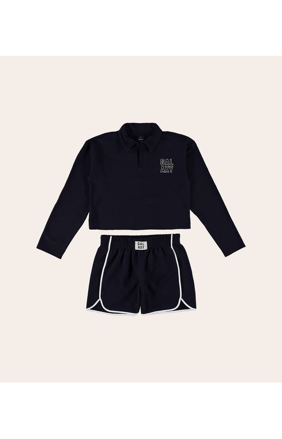 Conjunto Menina Gola Polo Em Algodão Malwee Kids