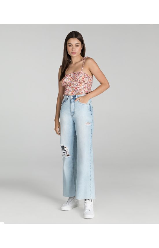 Blusa Cropped Feminina Alça Fina Floral Em Viscose - Enfim