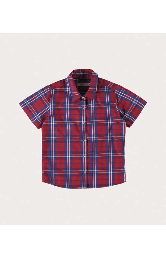 Camisa Infantil Menino Manga Curta Xadrez Em Tricoline Malwee Kids