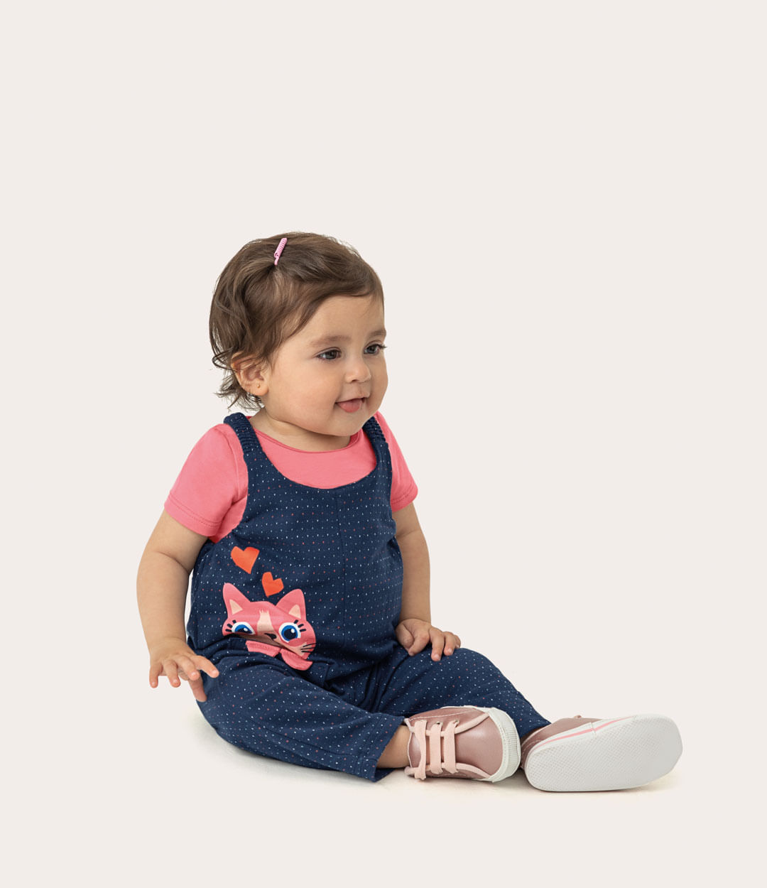 Conjunto Infantil Menina Jardineira em Algodão Malwee Kids