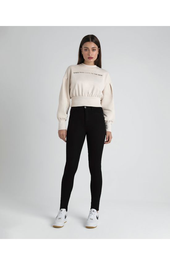 Blusão Cropped Feminino Open Your Mind Em Moletom Flanelado