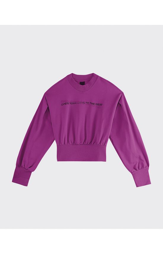 Blusão Cropped Feminino Open Your Mind Em Moletom Flanelado