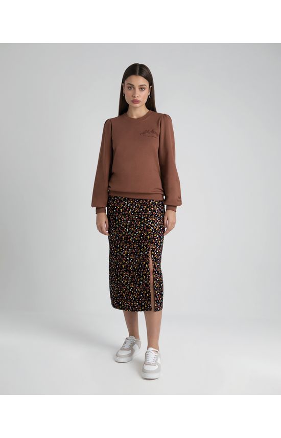 Blusão Amplo Feminino Mangas Bufantes Em Moletom Flanelado