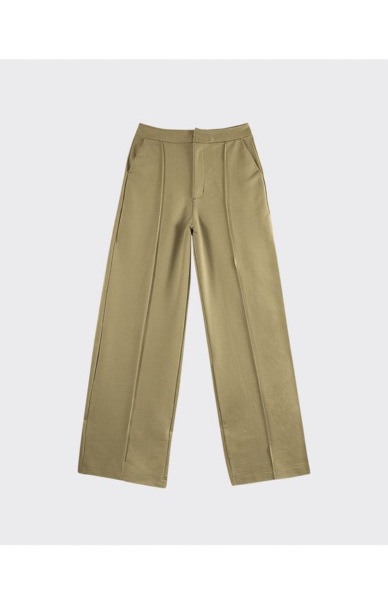 Calça Wide Leg Feminina Cintura Alta Em Moletom