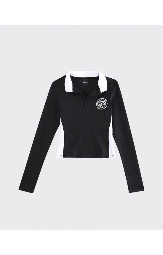 Blusa Polo Feminina Manga Longa Em Ribana