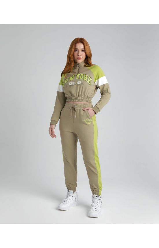 Blusão Cropped Feminino New York Em Moletom Stretch Flanelado - ENFIM