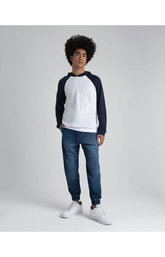 T-Shirt Masculina Com Capuz Em Algodão