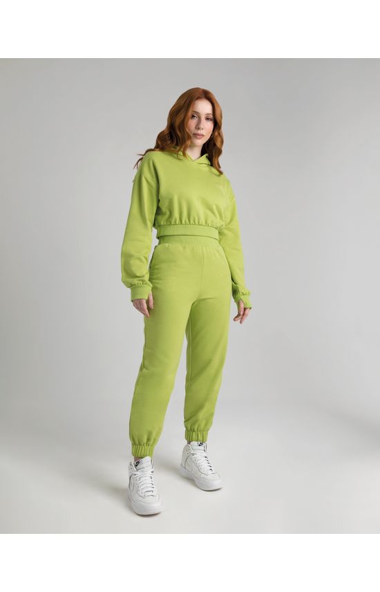Calça Jogger Feminina Cintura Super Alta Em Moletom Flanelado
