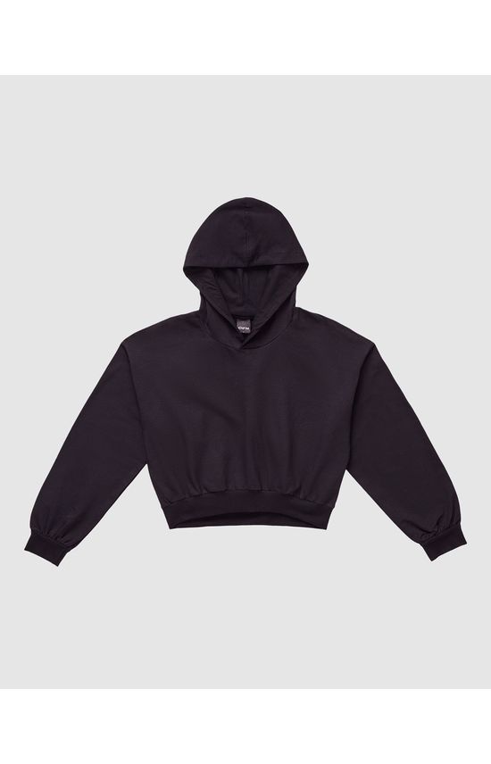 Blusão Cropped Feminino Com Capuz Em Moletom Flanelado - Enfim