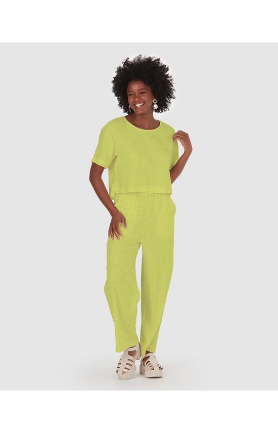 Calça Wide Leg Feminina Bolso Faca Em Viscolinho