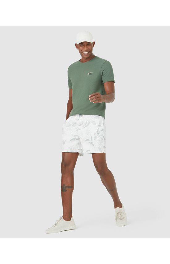 Bermuda Masculina Bolso Costas Folhagem Em Tafetá