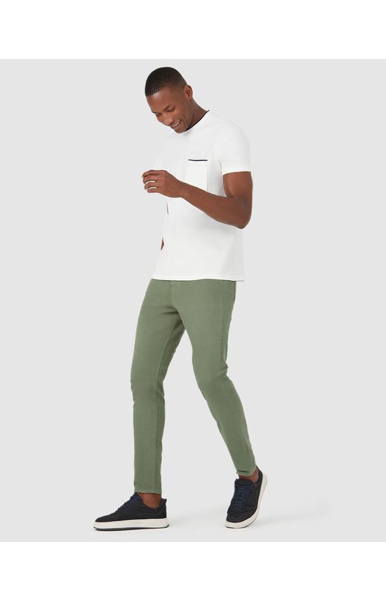 Calça Masculina Skinny Tape Em Sarja White Denim