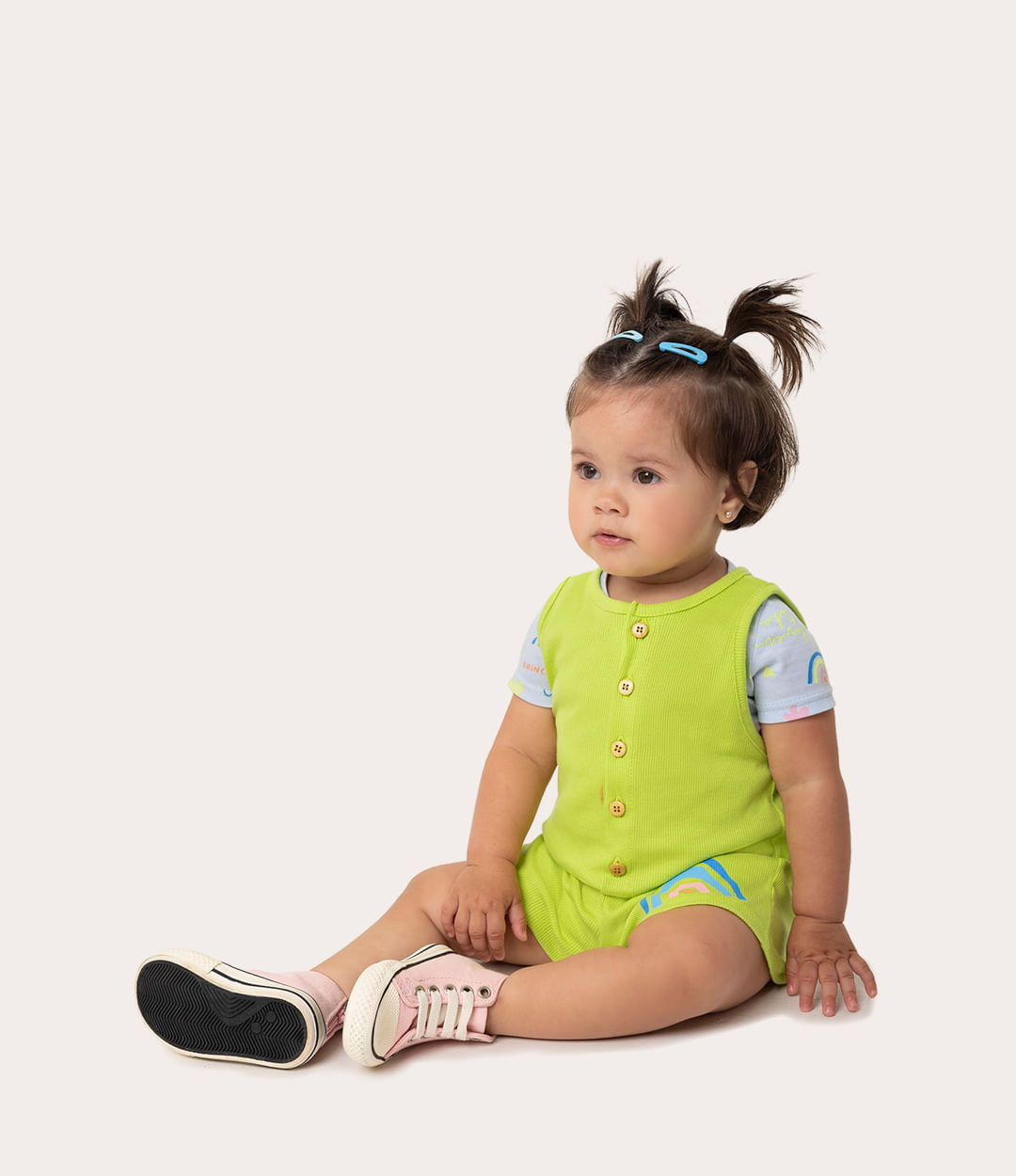 Conjunto Infantil Menina Jardineira em Ribana Malwee Kids