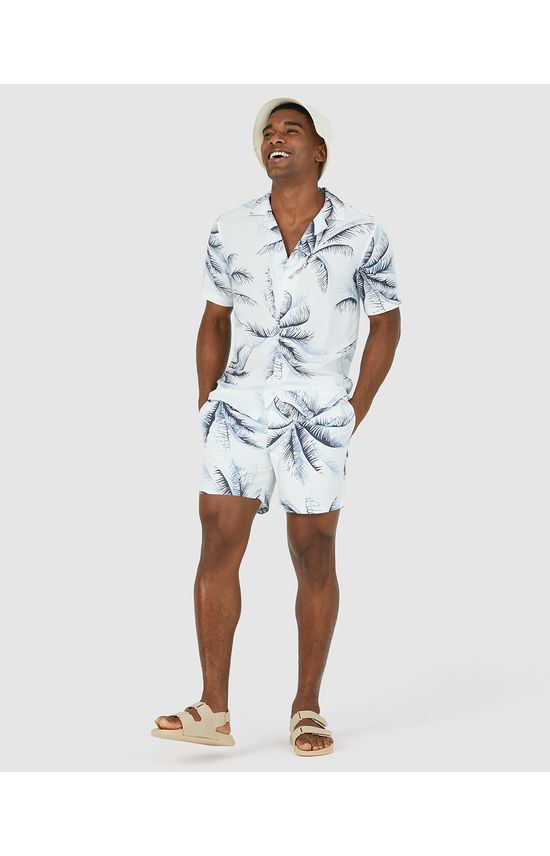Bermuda Masculina Bolso Costas Coqueiros Em Tafetá