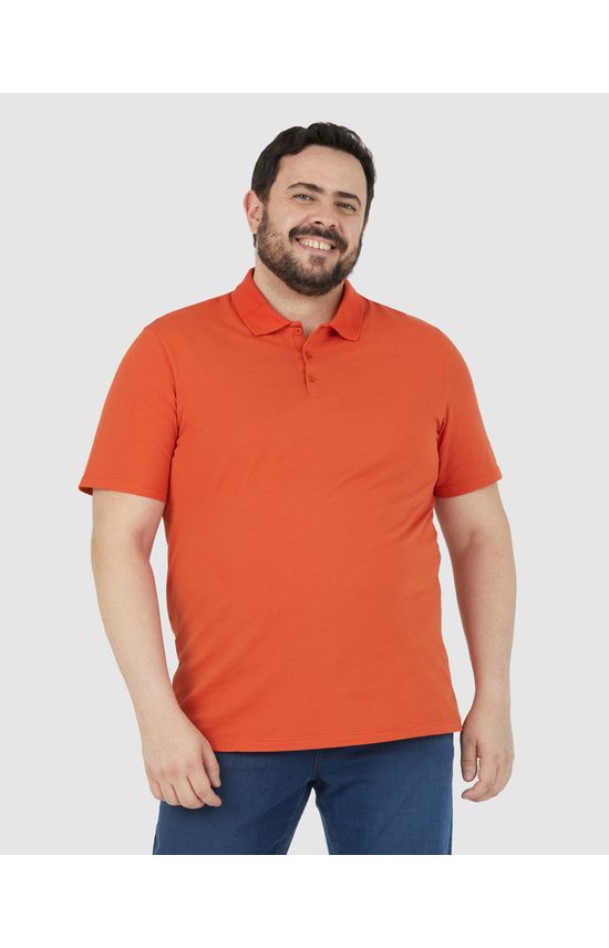 Camisa Polo Básica Masculina Plus Size Em Piquet Stretch