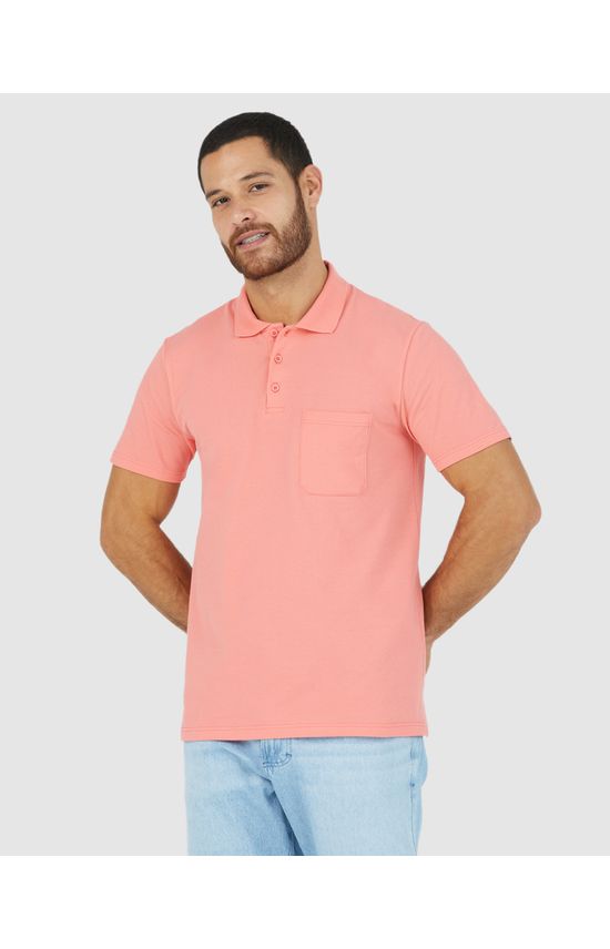 Camisa Polo Básica Masculina Gola Esporte E Bolso Piquet Stretch