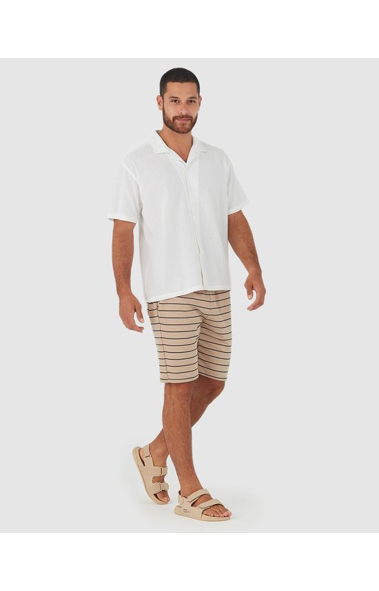 Bermuda Comfort Masculina Listrada Em Moletom Sem Flanela