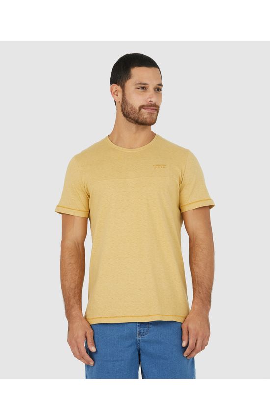 Camiseta Masculina Estampa Peitoral Em Malha Linho