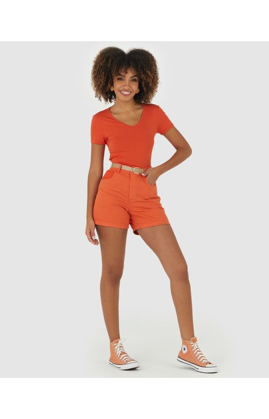 Bermuda Feminina Boyfriend Com Cinto Em Sarja Com Elastano