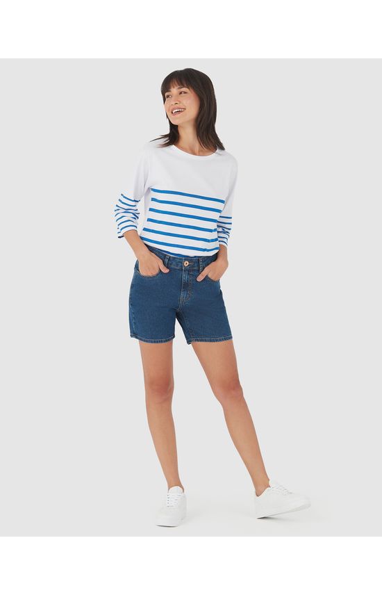 Bermuda Feminina Comfort Em Jeans Com Elastano