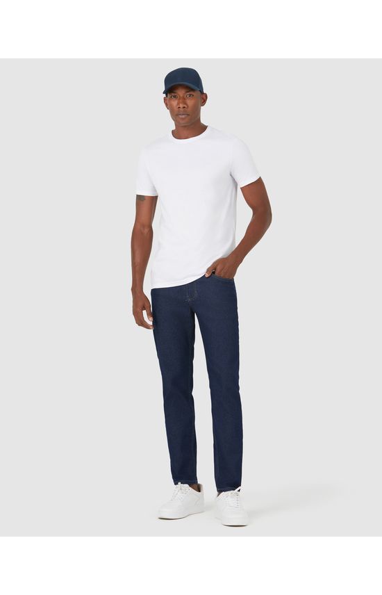 Calça Masculina Slim Cintura Média Em Jeans Com Poliéster Reciclado
