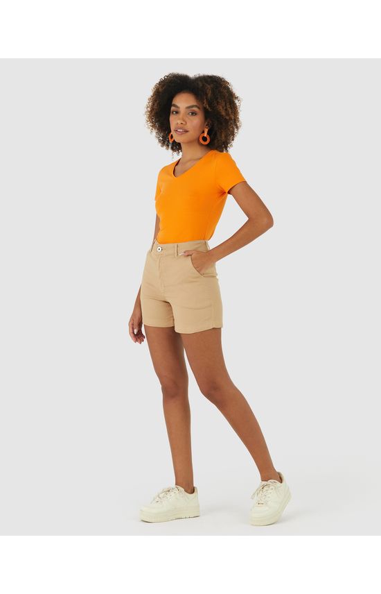 Shorts Alfaiataria Feminino Em Sarja Com Elastano