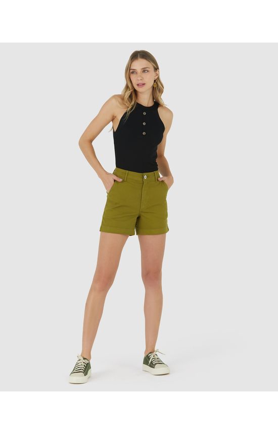 Shorts Alfaiataria Feminino Em Sarja Com Elastano