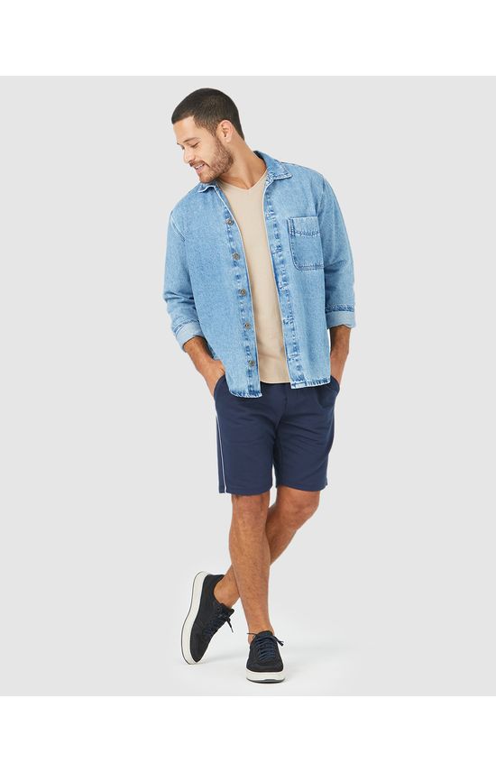 Bermuda Masculina Filete Lateral Em Moletom Sem Flanela
