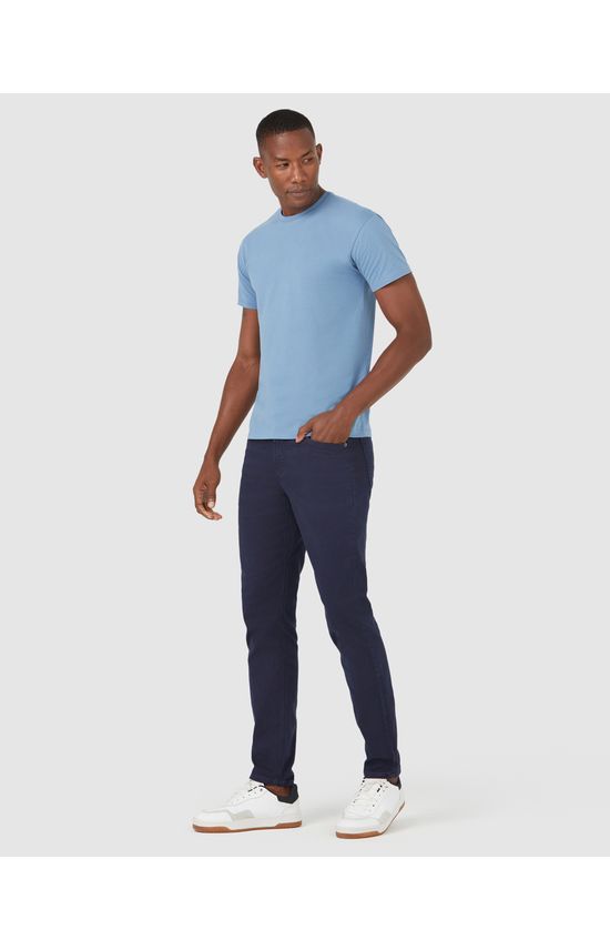 Calça Masculina Slim Cintura Média Em Sarja Com Elastano