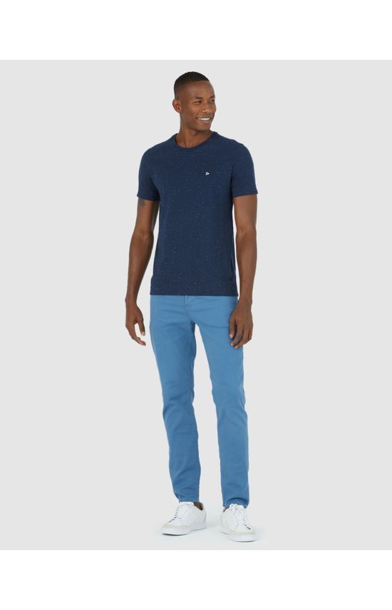 Calça Masculina Slim Cintura Média Em Sarja Com Elastano