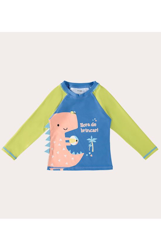 Camiseta Praia Infantil Unissex Com Aplique Malha UV50+ Malwee Kids