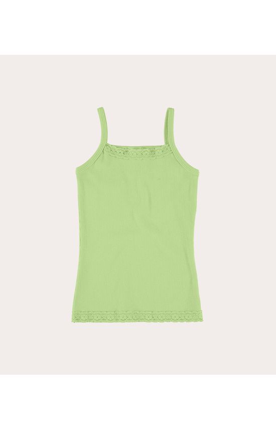 Regata Infantil Menina Decote Quadrado Com Renda Em Ribana Malwee Kids