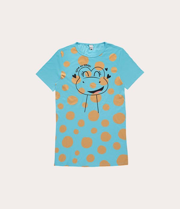 Camisola Feminina Linha Família Time To Sleep Em Algodão Azul - G