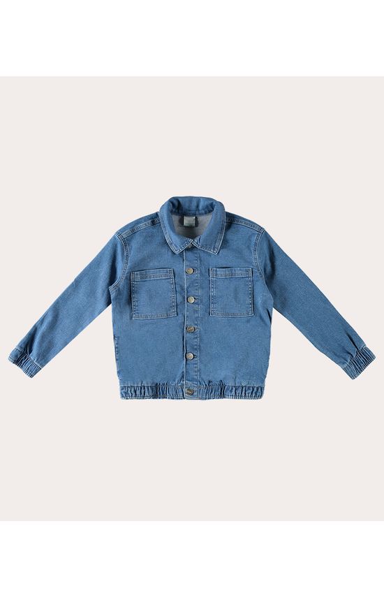 Jaqueta Infantil Unissex Bomber Em Jeans Moletom Malwee Kids