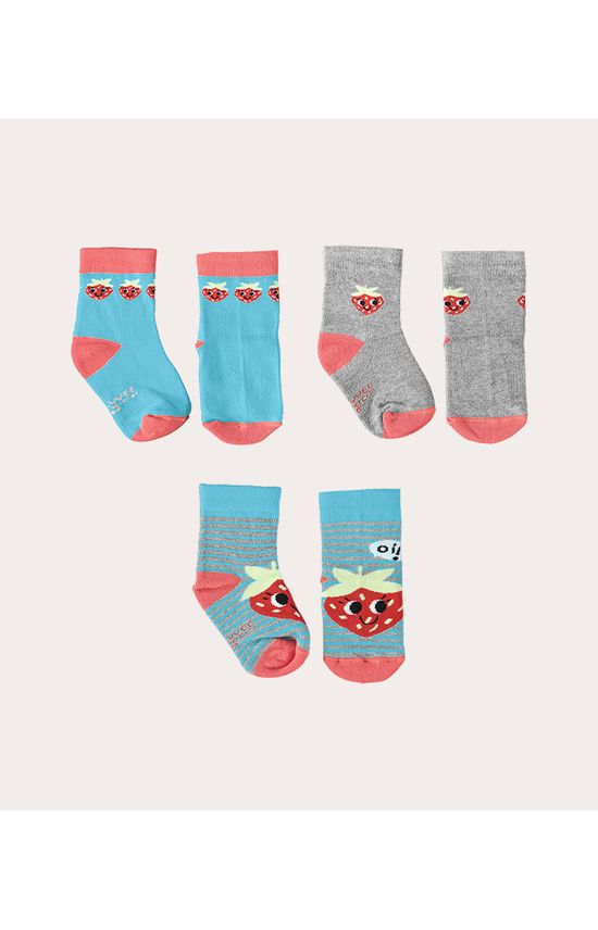 Kit 3 Meias Infantis Menina Cano Curto Malwee Kids