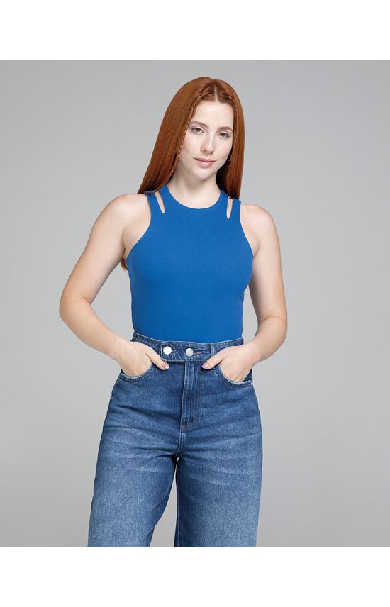 Body Feminino Regata Cut Out Em Ribana - ENFIM