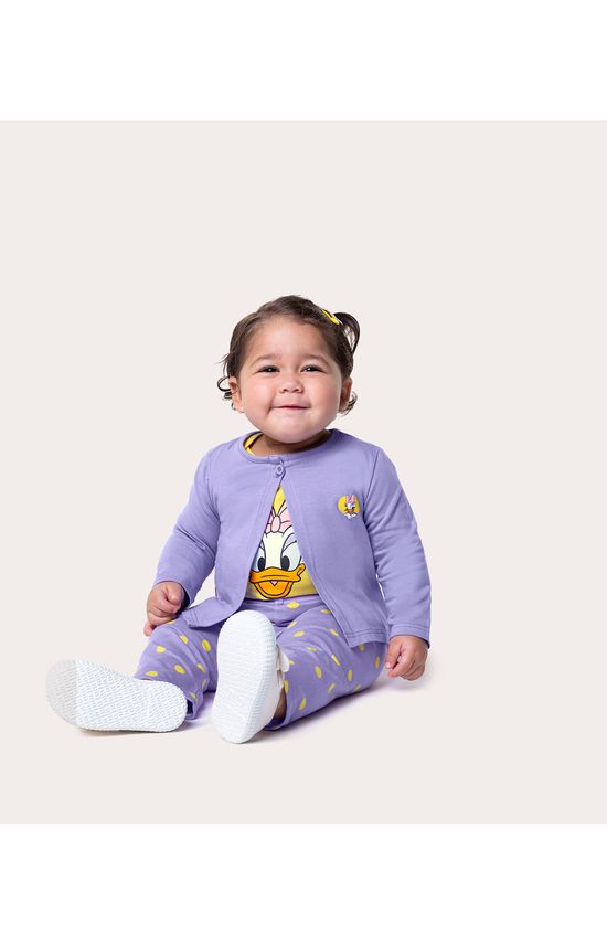 Conjunto Bebê Três Peças Margarida Mickey Disney® Em Algodão Malwee Kids