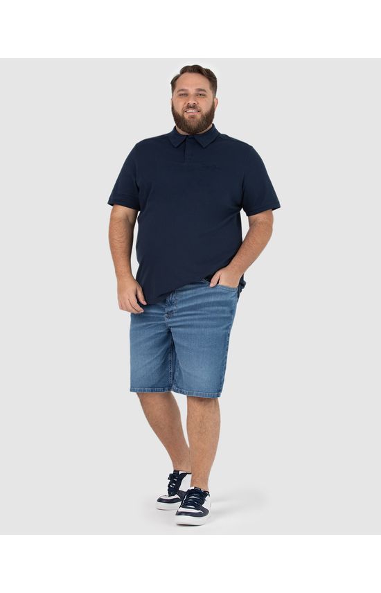 Bermuda Masculina Plus Size Slim Em Jeans Com Elastano