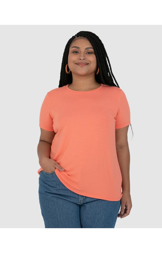 Blusa Feminina Plus Size Em Malha Viscolinho Stretch