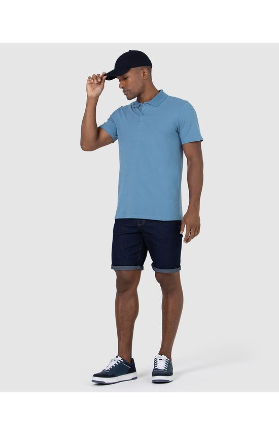 Camisa Polo Básica Masculina Gola Retilínea Em Piquet Stretch