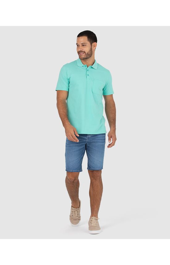 Camisa Polo Básica Masculina Gola Esporte E Bolso Piquet Stretch