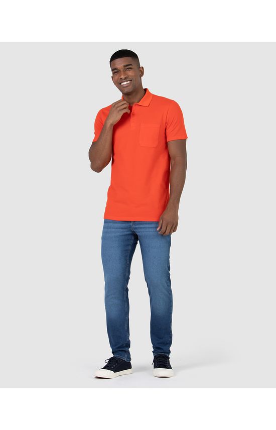Camisa Polo Básica Masculina Gola Esporte E Bolso Piquet Stretch