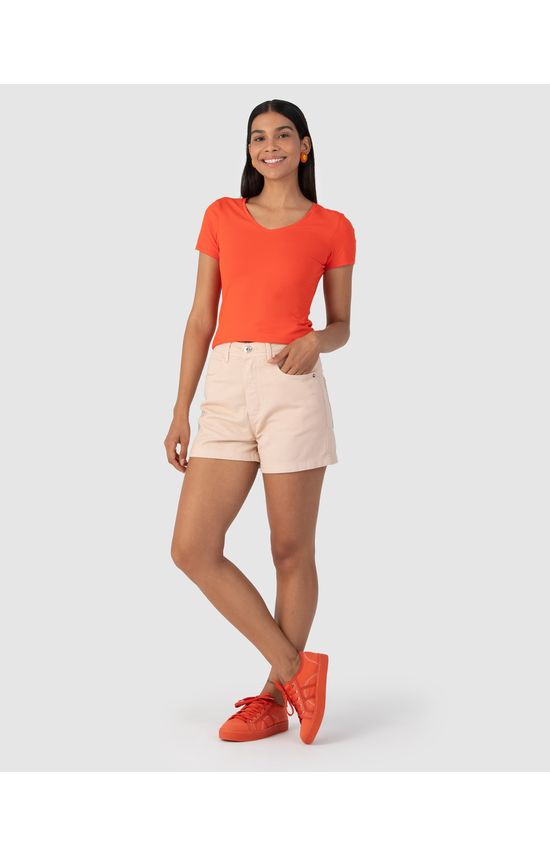 Blusa Básica Feminina Decote V Em Algodão